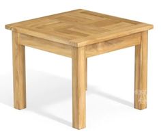 a small wooden table sitting on top of a white floor