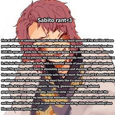 an anime character with red hair and text that reads sabito rant - 3