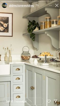 the kitchen is clean and ready to be used for breakfast or desserts on the table