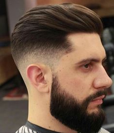 Slicked #beards #beards #cortes #de Taper Fade With Beard, Dunner Wordend Haar, Mens Hairstyles Medium