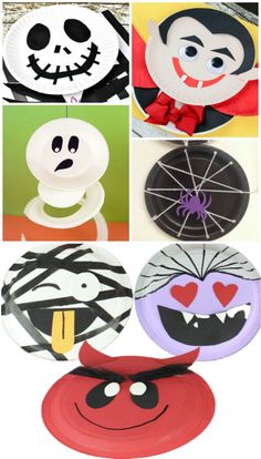 paper plates with different designs and faces on them