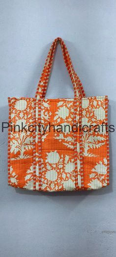 Welcome to PINKCITYHANDICRAFTS Item Description Item - Designer Cotton Quilt Bag Fabric - 100% Cotton Color - Multi Color Women Tote Bag Handmade Block Printed Quilted Shoulder Bag's Indian Shopping Handbag Throw Cotton Quilted block print weekend bags 100% cotton fabric SIZE:- 14 X 17 X 6 Inches Usage : Cosmetic, Make-up, Travel, Toiletries, Tote Bag, Medicine, Accessories, Shoulder Bags, Handle Bag, Women Bags, Cosmetic Bag, Gift For Her, Bridesmaid Bag, Storage Bag, Grocery Bag, Shopping Bag, Carry Bags, Jhola Bag, Market Bag, Vintage Bags, Picnic Bags, Etc Shopping and much more. Perfect for Beach Visits/ Quick Grocery runs/ Carrying Kids items/ Artist Paint book and Paints /Extra Bag Washable on Cold / Delicate wash Gorgeous Prints of Hand printed cotton are brought together to give a Weekend Bags, Quilt Bag, Bridesmaid Bags, Quilted Tote Bags, Hippie Bags, Bag Fabric, Picnic Bag, Tote Bags Handmade, Quilted Totes