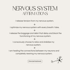 the nervous system affirmationss are written in black and white