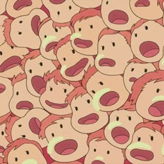 a bunch of cartoon faces are shown in this animated style background with many different facial expressions