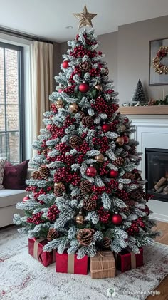 a decorated christmas tree in a living room