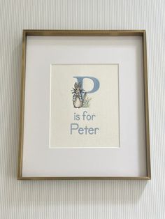 a cross stitch pattern with the letter d is for peter in it's frame