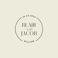 the logo for blair and jacob, a wedding venue in william