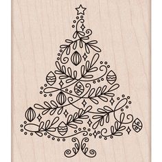 a wooden stamp with a christmas tree on it