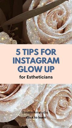 a pair of scissors sitting on top of a white rose with the words 5 tips for instagramm glow up