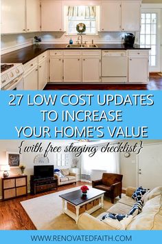 two pictures with the words low cost updates to increase your home's value and price