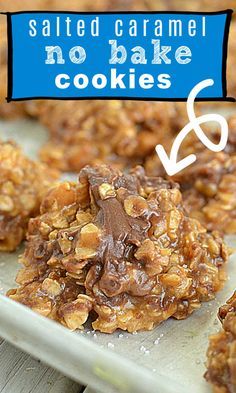 salted caramel no bake cookies on a plate