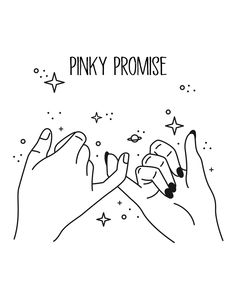 two hands holding each other with the words pinky promise