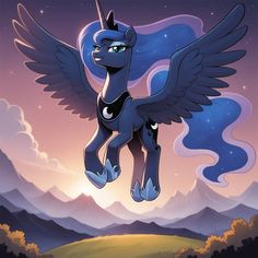 an image of a cartoon pony flying in the sky