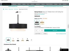 the website for lighting fixtures is displayed in black and white colors, with an image of a