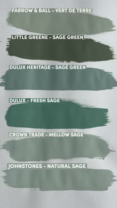 the different shades of green paint are shown in this graphic style, and each is labeled with