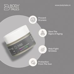 Bodytales Skin Rejuvenating Moisturizer helps you to prevent dryness and keep your skin feeling smooth. It also works to slow the signs of aging, help fight wrinkles, and protect your skin from the sun. Serum Branding, Product Information Design, Skin Care Design, Burning Man 2017, Skin Care Products Design, New Product Alert, Beauty Makeup Photography, Restaurant Photography