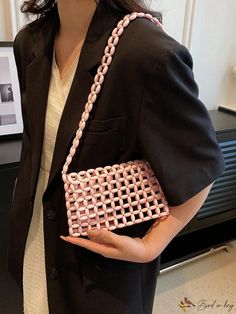 2 Daily Use Beaded Crossbody Shoulder Bag, Pink Beaded Shoulder Bag, Casual Square Shoulder Bag For Party, Beaded Rectangular Bag For Fashion Accessory, Chic Beaded Crossbody Shoulder Bag, Rectangular Beaded Bag For Fashion Accessory, Rectangular Beaded Bag As Fashion Accessory, Trendy Beaded Clutch Shoulder Bag, Beaded Shoulder Bag As Fashion Accessory