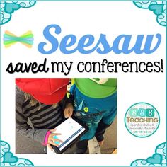 a poster with the words sesaw saved my conferences and an image of a child holding a tablet