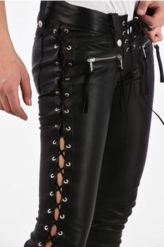 Black Leather Pant, Lace Up Leather Pants, Steampunk Pants, Real Leather Pants, Handmade Pants, Woman Vest, Party Pants, Leather Pants Women, Black Leather Pants