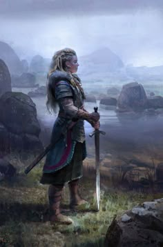 Shield maiden prepares                                                                                                                                                                                 More Art Viking, Baba Jaga, Viking Women, Viking Art, Skyfall, Fantasy Warrior, Arte Fantasy