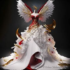 White And Red Ball Gown, White Angel Dress, Fairytale Fashion, Fantasy Dresses, Angel Dress, White Angel, Creative Freedom