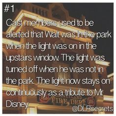 an image of a building with the words cast members used to be alert that wait was in the park when the light was on the upstairs window