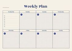 a printable weekly planner is shown with blue dots on the top and bottom half