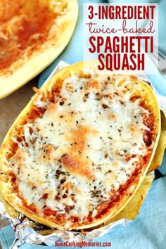 three ingredient pizza baked in spaghetti squash