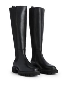 Allsaints Women's Maeve Stretch Tall Boots Chelsea Boot Women, Black Riding Boots, Black Boots Tall, Knee High Leather Boots, Wide Boots, Chelsea Boot, Black Leather Boots, Tall Boots, Boot Shoes Women