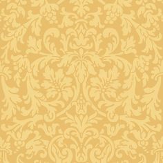 a yellow and white wallpaper with an ornate design