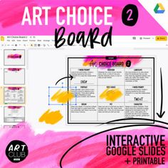 Students benefit when they are given choices. This is especially true for students working from home where flexibility is needed. This Art Choice Board provides a fun, simple, no stress option for your students to complete as they work from home. It can be implemented in an online art class using Google Slides (perfect for distance learning) or printed as a handout that can be sent home.IDEAS!Have students complete a certain amount of prompts by the end of the weekHave students complete a prompt Art Choice Board, Choice Board, Choice Boards, Online Art Classes, Interactive Art, Art Teacher, Student Work, Art Class, Work From Home