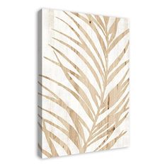 a white and brown palm leaf print on canvas