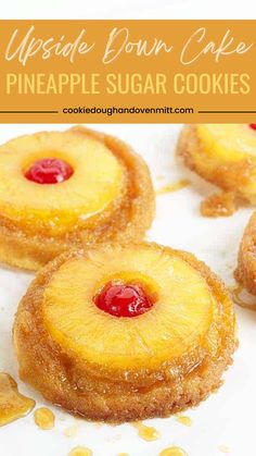 upside down pineapple sugar cookies on a white plate