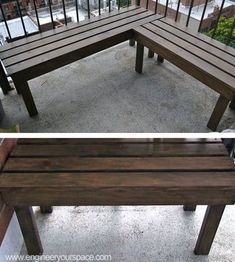 the bench is made out of wooden planks