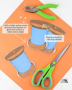 an image of sewing supplies cut out to look like yarn and scissors with instructions on how to sew