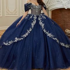 Elegant Navy Blue Ball Gown Quinceanera Dresses Off Shoulder Appliques Sweet 16.  "This pin contains affiliate links, which means I may earn a commission at no cost to you extra for you". 
 #affiliate #advertising" Navy Quinceanera Dresses, Two Piece Quinceanera Dresses, Quince Dresses Blue, Navy Blue Quinceanera Dresses, Navy Blue Ball Gown, Quinceanera Dresses Mexican, Quinceanera Dresses Blue, Blue Ball Gowns, Royal Blue Dress