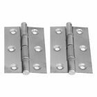 three stainless steel door hinges with holes