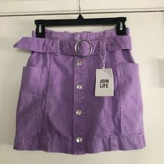 Extremely Cute Bershka Skirt New With Tags! Casual Purple Mini Skirt For Fall, High Waist Purple Skirt For Spring, Spring High Waist Purple Skirt, Trendy High Waist Purple Mini Skirt, Casual Purple Skirt With Pockets, Casual Purple Skirt For Spring, Purple Mini Skirt For Spring, Trendy Purple Cotton Skirt, High Waist Purple Casual Skirt