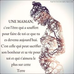 the silhouette of a man with trees growing out of his body and words written in french