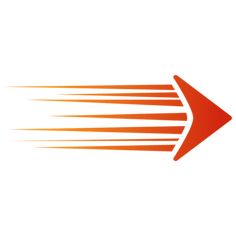 an orange arrow with white lines going through the center and to the left, on a white background