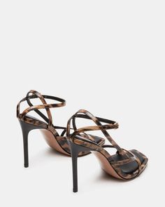 LEVIOSA Leopard Square Toe Strappy Heel | Women's Heels – Steve Madden Walking Art, Heels Steve Madden, Heels Summer, Statement Heels, Winter 2025, Summer Heels, Fancy Shoes, Sleek Style, Women's Heels