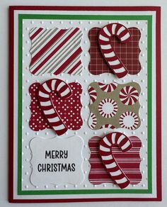 a christmas card with candy canes on it