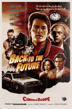 back to the future movie poster with characters from star wars and other sci - fi movies