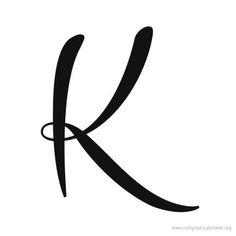 the letter k is made up of black letters and has a long tail on it