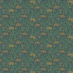 a green and yellow wallpaper with leaves on it