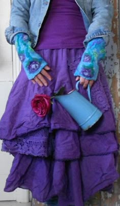 7 February, Watering Pot, Cottage Charm, Purple Turquoise, Grunge Look, Turquoise And Purple, All Things Purple, Wrist Warmers, Vestidos Vintage