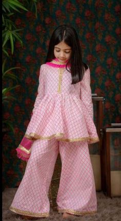 Kids Wedding Outfits, Shalwar Suit, Indian Salwar Suit, Indian Wedding Outfit, Suit Collection, Ruffle Saree, Kids Fashion Dress, Sharara Set, Eid Collection