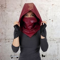 We've adapted and modified our bestselling Assassin hood to bring you the Devil hood! Gloves pictured also available here: https://sichoods.etsy.com/listing/1757829480 Features include: - Integrated mask that sits away from the face for comfort and style. - Straight profile to the hood (no peak). - More tailored silhouette (not as deep/ big as our Assassin hoods)  - Super soft vegan leather lined with single jersey cotton - Quilted version also available, which includes a elastic adjuster for th Assassin Hood, Ninja Assassin, Punk Festival, Leather Hoodie, Female Assassin, Tech Wear, Red Mask, Gothic Punk, Costume Cosplay