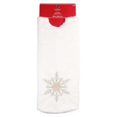 a white towel with a snowflake design on it