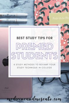 an ipad and notebook with the title best study tips for premed students